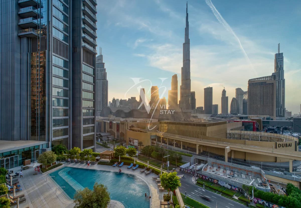 Living area of the 3-bedroom apartment at vida residences dubai mall